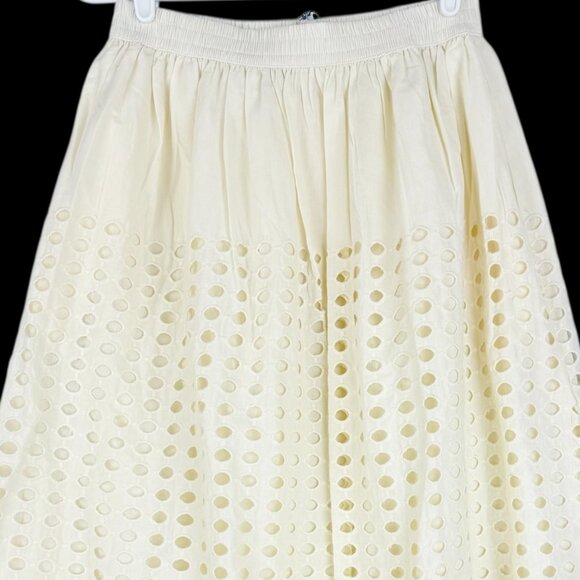 Jennifer & Grace Women Ecru Lined Eyelet Maxi Skirt Size Small Elastic Waist NWT - Picture 4 of 12